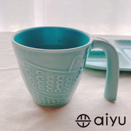 【波佐見焼】aiyu（アイユー）bird 　マグカップ　緑
