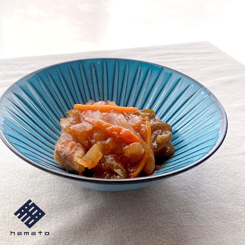 浜陶【波佐見焼】BLUE彫 反ボウル（中） 深皿 サラダボウル 丼 | Flow