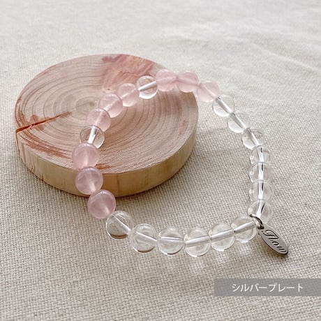 Flow accessories  "c&s” series  ローズクォーツ&クリスタル（水晶）天然石ブレスレット【メール便アイテム】