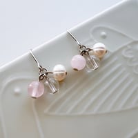 Flow accessories  ローズクォーツ＆クリスタル＆パーシルバーピアス/イヤリング【メール便アイテム】