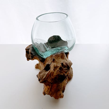 CRAFT GLASS WOOD　流木ガラスオブジェ 09 L ハンドメイドガラス1点もの