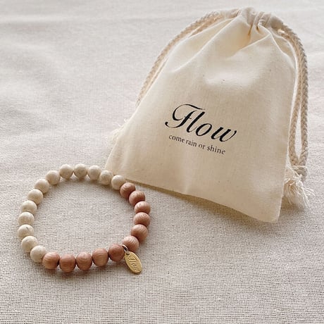 Flow accessories  "w&s” series  リバーストーンNo.1＆ウッド　天然石ブレスレット【メール便アイテム】