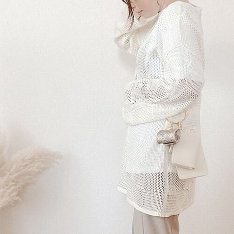 麻タッチ　ブロックネット編み　ニットプルオーバー(3カラー)　01-tops-08