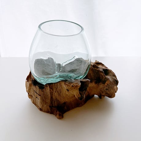CRAFT GLASS WOOD　流木ガラスオブジェ 09 L ハンドメイドガラス1点もの