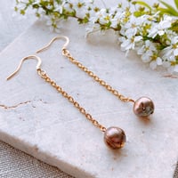Flow accessories ブラウン淡水パールロングチェーンピアス/イヤリング【メール便アイテム】