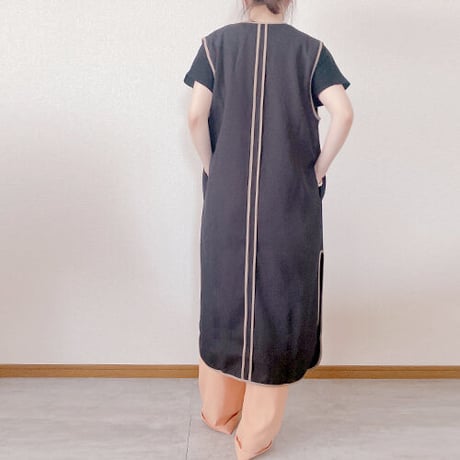 配色パイピングロングジレ(2カラー)　02-tops-12