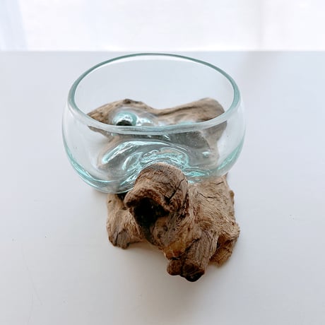 CRAFT GLASS WOOD　流木ガラスオブジェ 07　ハンドメイドガラス1点もの