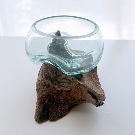 CRAFT GLASS WOOD　流木ガラスオブジェ 03　ハンドメイドガラス1点もの