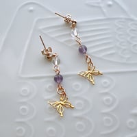 Flow accessories  天然石＆ゴールドバタフライピアス/イヤリング【メール便アイテム】