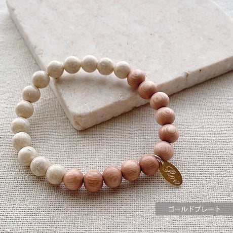 Flow accessories  "w&s” series  リバーストーンNo.1＆ウッド　天然石ブレスレット【メール便アイテム】
