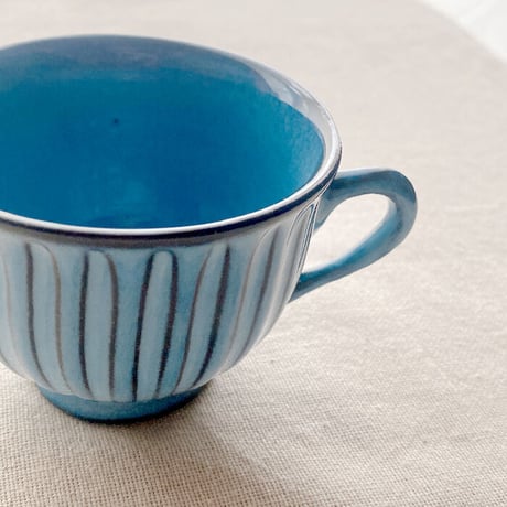 浜陶【波佐見焼】BLUE彫　コーヒーカップ＆ソーサ―