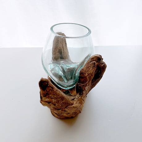 CRAFT GLASS WOOD　流木ガラスオブジェ 11   Lハンドメイドガラス1点もの