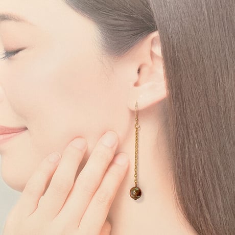 Flow accessories ブラウン淡水パールロングチェーンピアス/イヤリング【メール便アイテム】