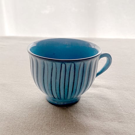 浜陶【波佐見焼】BLUE彫　コーヒーカップ＆ソーサ―