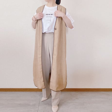 配色パイピングロングジレ(2カラー)　02-tops-12