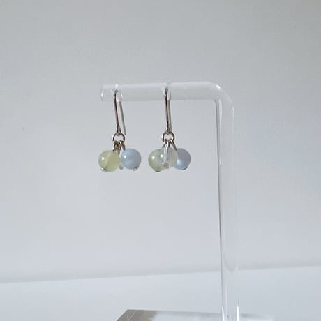 Flow accessories  ブルーレースアゲート＆クォーツシルバーピアス/イヤリング【メール便アイテム】