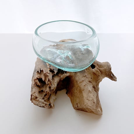 CRAFT GLASS WOOD　流木ガラスオブジェ 08　ハンドメイドガラス1点もの