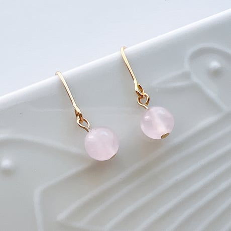 Flow accessories  ローズクォーツゴールドピアス/イヤリング【メール便アイテム】
