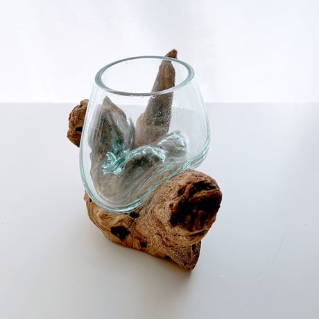 CRAFT GLASS WOOD　流木ガラスオブジェ 11   Lハンドメイドガラス1点もの