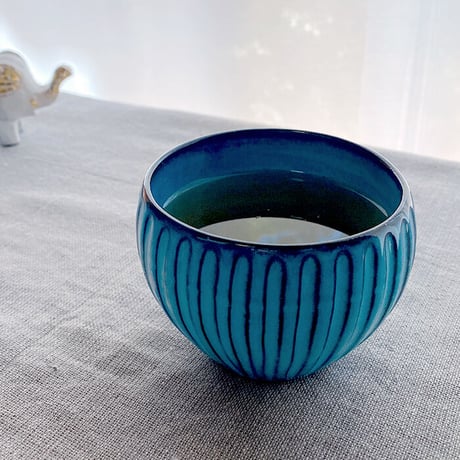 浜陶【波佐見焼】BLUE彫　つぼ煎茶　湯呑