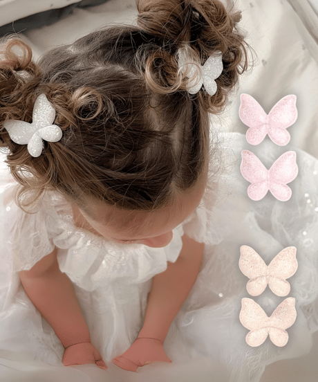 【Little Marshmallow】Glitter Butterfly Pigtail Clips // 3色展開