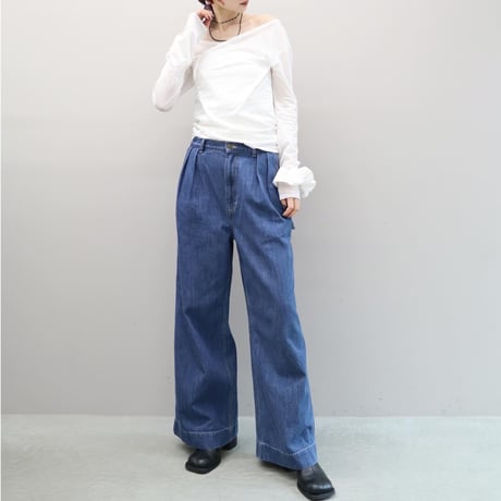 Natural Slub Denim Wide Painter Pants