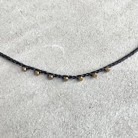 steel stone  metallic crochet necklace (BLK)