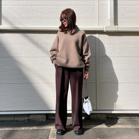 Amunzen 2 tuck wide pants (BROWN)