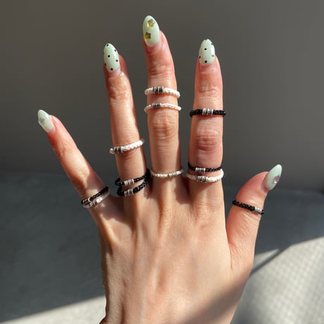 karen silver crochet ring (BLK)