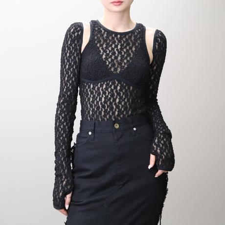Stretch Lace Tops & Sleeve (BLACK)