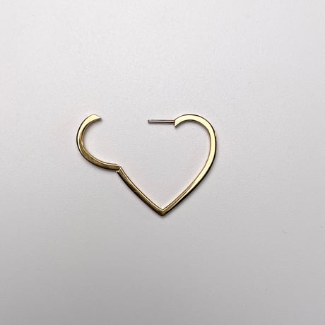 Hoop heart pierced earring (middle / gold)