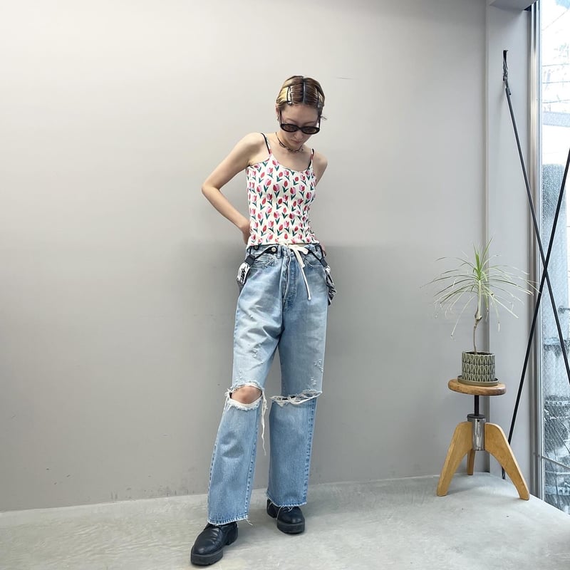 d.i.a ズボン INDIVI パンツ 「SETUP可能/涼しい」コットンワイドパンツ