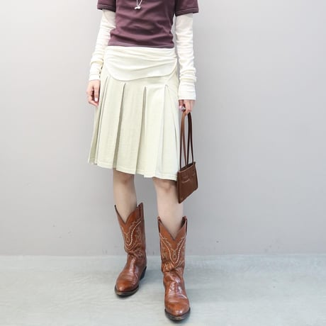 Pleated Jersey Skirt  (Beige)