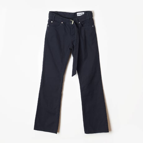 LOW WAIST BELTED SLIM FLARE PANTS（DARK NAVY）