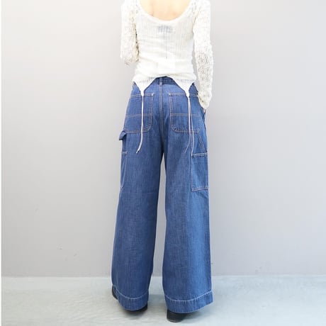 Natural Slub Denim Wide Painter Pants