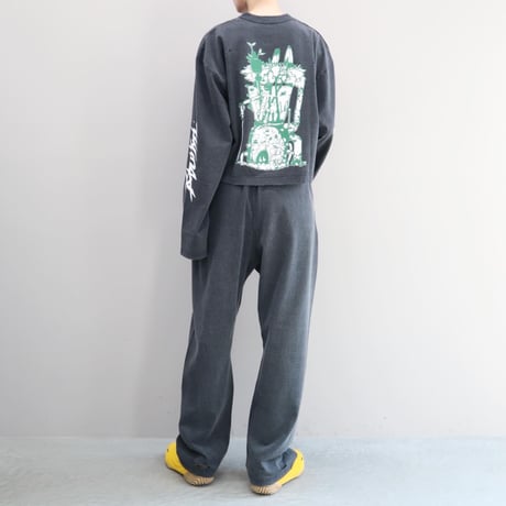 SUPER FINE DRY DAMAGE WIDE PANTS (BLK)