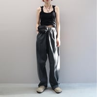 SUPER FINE DRY DAMAGE WIDE PANTS (BLK)