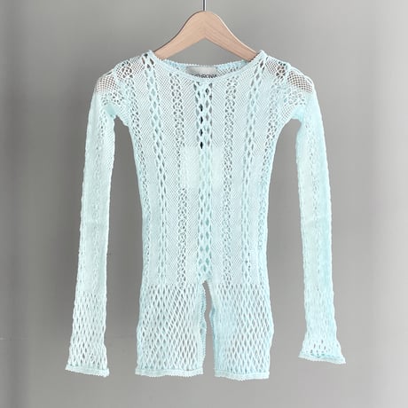 STRETCH LACE LONG SLEEVE TEE (pale blue)