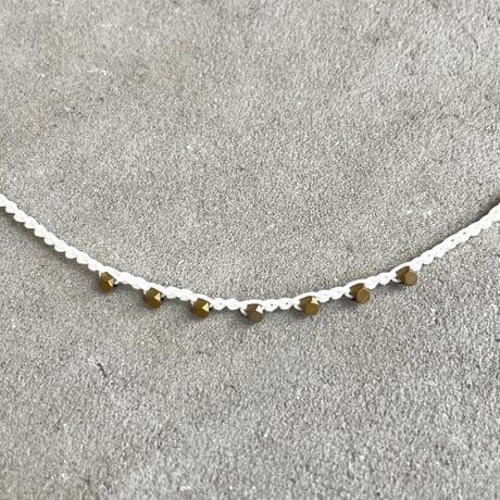 steel stone  metallic crochet necklace (WHT)