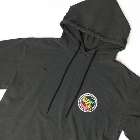 SUPER FINE DRY DAMAGE L/S HOODIE（RASTER CIRCLE） (BLK)