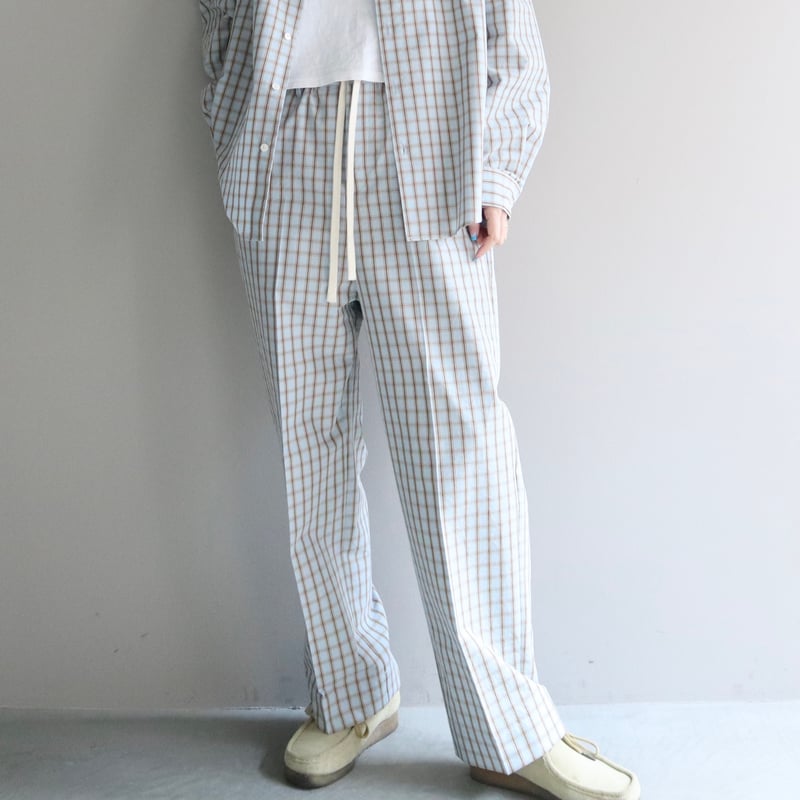 HOLIDAY WASHED CHECK DRAWSTRINGS シャツパンツ