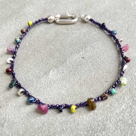 multi-chips Ⅱ metallic crochet bracelet (dark puple)