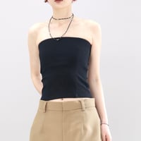 Elastic Rib Paded Bare Top  (BLK)