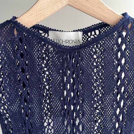 STRETCH LACE LONG SLEEVE TEE (Navy)