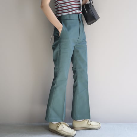 DICKIES LACE-UP BELL-BOTTOM PANTS  -MOSS-