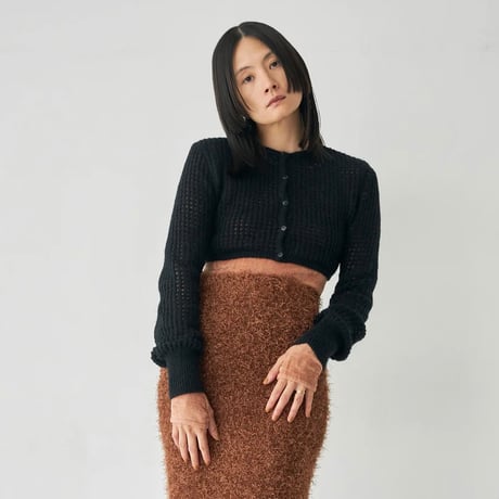 Wool Mesh Short Ccardigan (BLK)