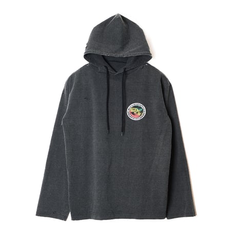 SUPER FINE DRY DAMAGE L/S HOODIE（RASTER CIRCLE） (BLK)