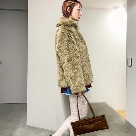 ECO FUR SNAP FRONT JACKET (Khaki)