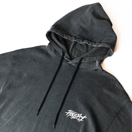 SUPER FINE DRY DAMAGE L/S HOODED DRESS (BLK)