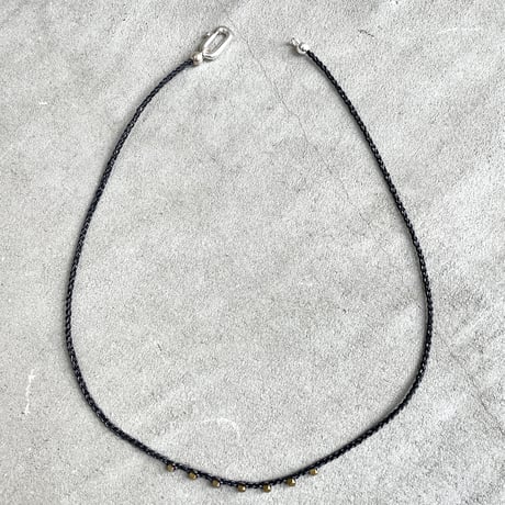 steel stone  metallic crochet necklace (BLK)